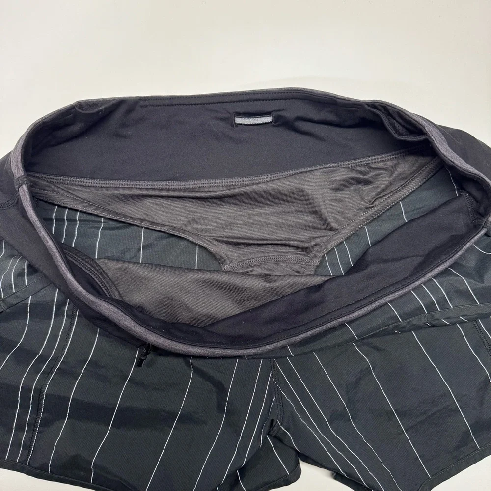 EUC Lululemon Speed Shorts Black With Reflective Stripes Size 8 - Picture 4 of 6